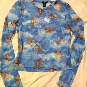 Rue21 Cherub and Angel Mesh Crop Top